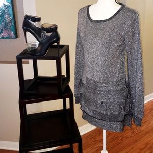 BCBG Metallic Ruffle Dress